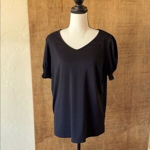 Black V-Neck Women's Top